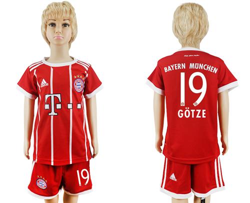 Bayern Munchen #19 Gotze Home Kid Soccer Club Jersey - Click Image to Close